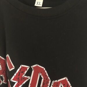 Black Graphic Tee with Bold Red Lettering